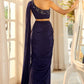 Midnight Muse: Elegant Navy Blue Ready-to-Wear Saree