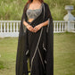 The Midnight Mystique: Black Corset Blouse Saree Set